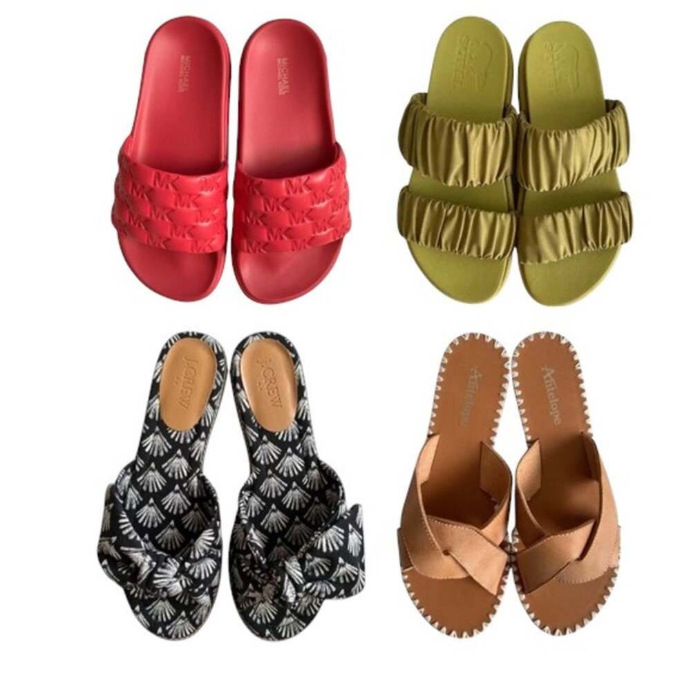 Lot 4 Michael Kors/J.CREW/Antelope/Sorel Slide Sandals, US7